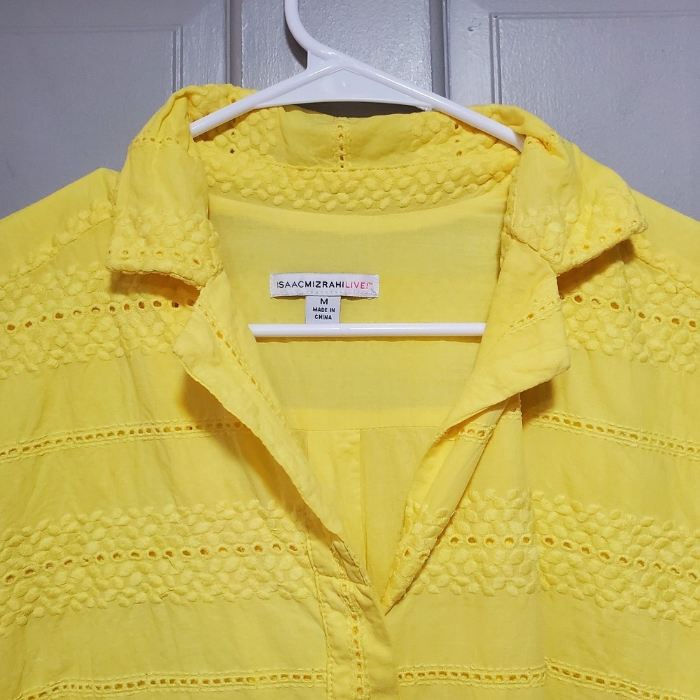 Isaac Mizrahi Live Women Shirt Size medium Boho Summer Embroidered Eyelet Boho - Picture 3 of 14